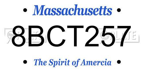 8BCT257 Massachusetts License Plate