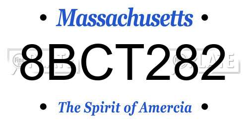 8BCT282 Massachusetts License Plate