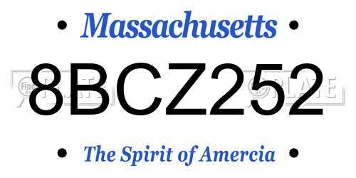 8BCZ252 Massachusetts License Plate