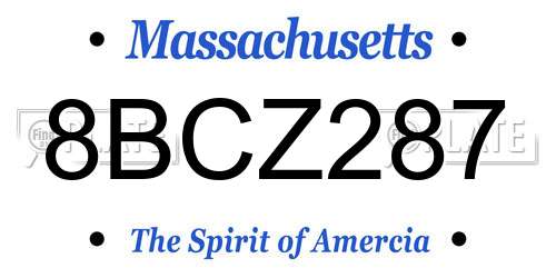 8BCZ287 Massachusetts License Plate