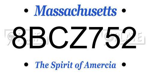 8BCZ752 Massachusetts License Plate
