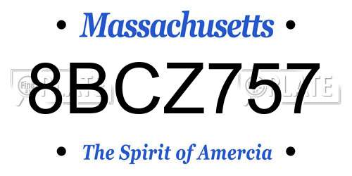 8BCZ757 Massachusetts License Plate