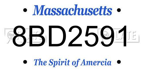 8BD2591 Massachusetts License Plate