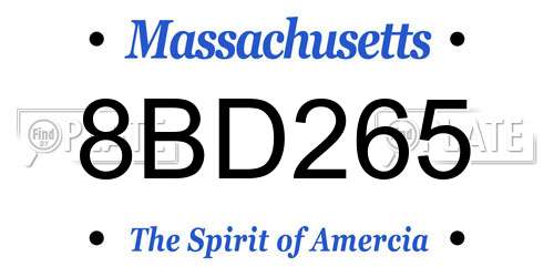 8BD265 Massachusetts License Plate