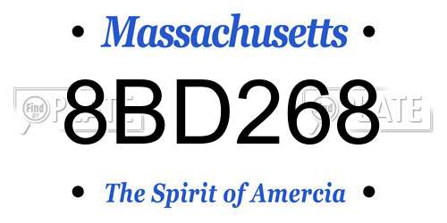8BD268 Massachusetts License Plate
