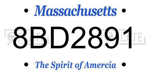 8BD2891 Massachusetts License Plate