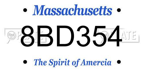 8BD354 Massachusetts License Plate