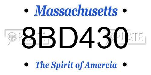 8BD430 Massachusetts License Plate