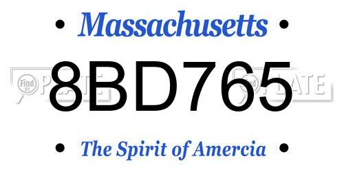 8BD765 Massachusetts License Plate