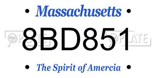 8BD851 Massachusetts License Plate