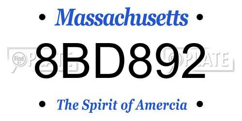 8BD892 Massachusetts License Plate
