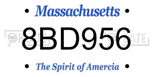 8BD956 Massachusetts License Plate