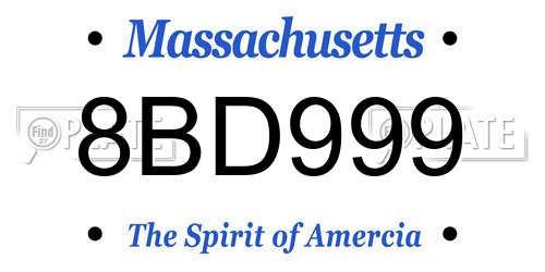 8BD999 Massachusetts License Plate