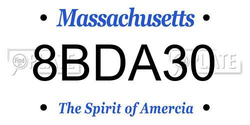 8BDA30 Massachusetts License Plate