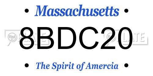 8BDC20 Massachusetts License Plate