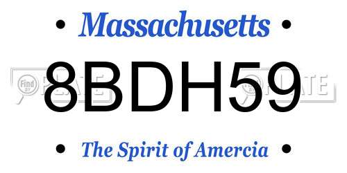 8BDH59 Massachusetts License Plate