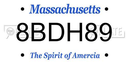 8BDH89 Massachusetts License Plate