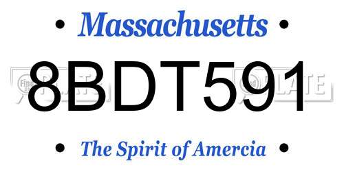 8BDT591 Massachusetts License Plate