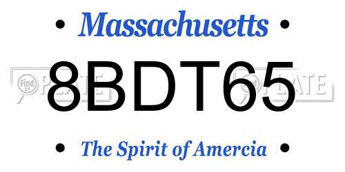 8BDT65 Massachusetts License Plate