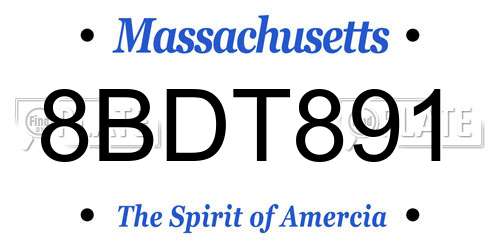8BDT891 Massachusetts License Plate