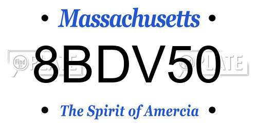 8BDV50 Massachusetts License Plate