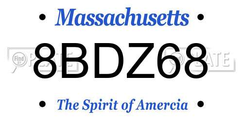 8BDZ68 Massachusetts License Plate
