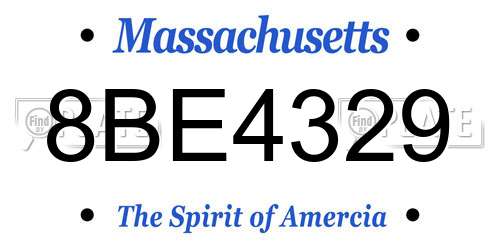 8BE4329 Massachusetts License Plate