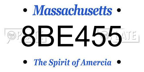 8BE455 Massachusetts License Plate