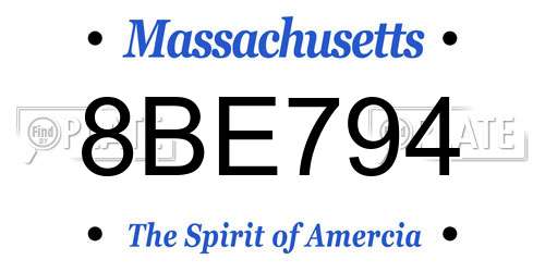 8BE794 Massachusetts License Plate