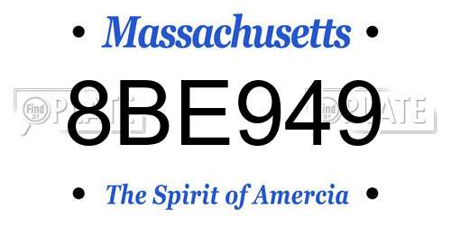8BE949 Massachusetts License Plate
