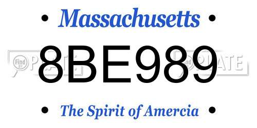 8BE989 Massachusetts License Plate