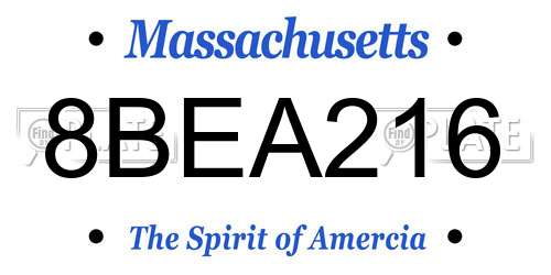 8BEA216 Massachusetts License Plate