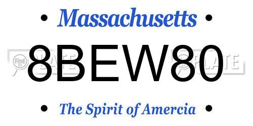 8BEW80 Massachusetts License Plate