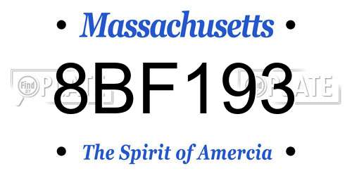 8BF193 Massachusetts License Plate