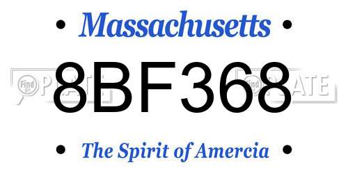 8BF368 Massachusetts License Plate