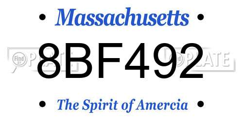 8BF492 Massachusetts License Plate