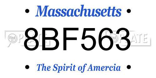 8BF563 Massachusetts License Plate