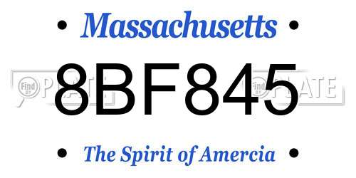 8BF845 Massachusetts License Plate