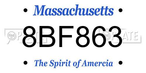 8BF863 Massachusetts License Plate