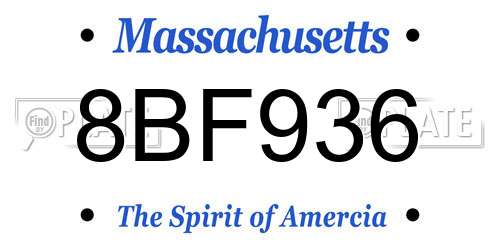 8BF936 Massachusetts License Plate