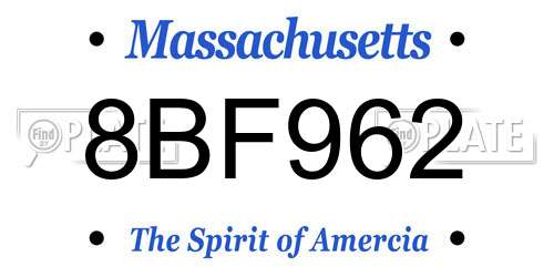 8BF962 Massachusetts License Plate