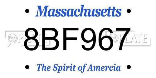 8BF967 Massachusetts License Plate