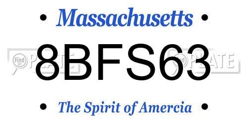 8BFS63 Massachusetts License Plate