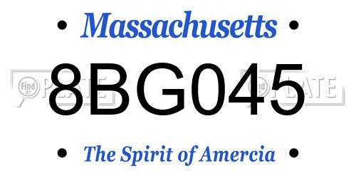8BG045 Massachusetts License Plate