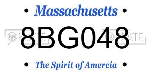 8BG048 Massachusetts License Plate