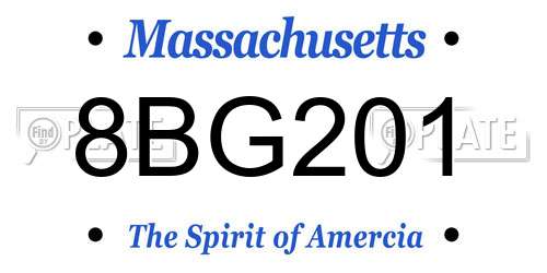 8BG201 Massachusetts License Plate
