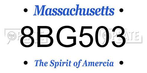 8BG503 Massachusetts License Plate