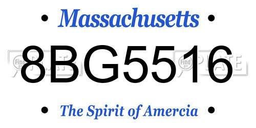 8BG5516 Massachusetts License Plate
