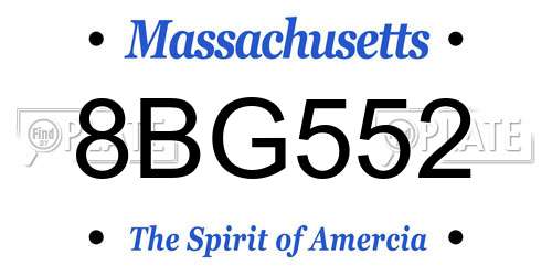 8BG552 Massachusetts License Plate
