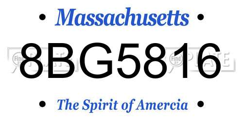 8BG5816 Massachusetts License Plate